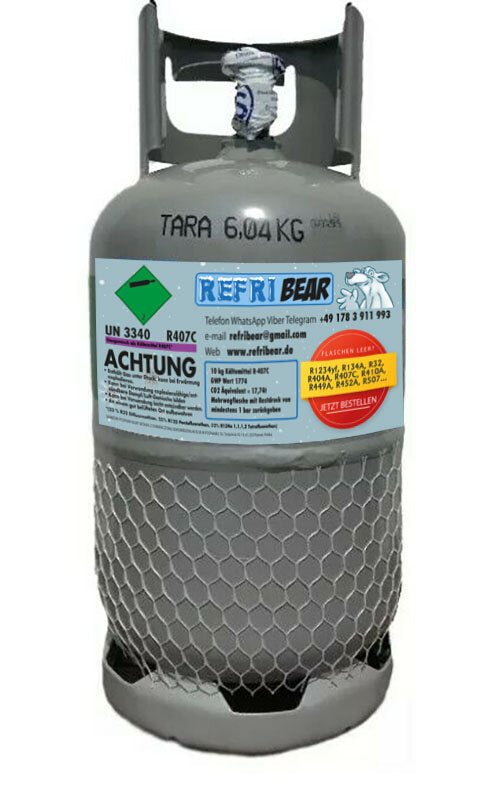 R407C 10kg in Eigentumsflasche Mehrweg Stahl