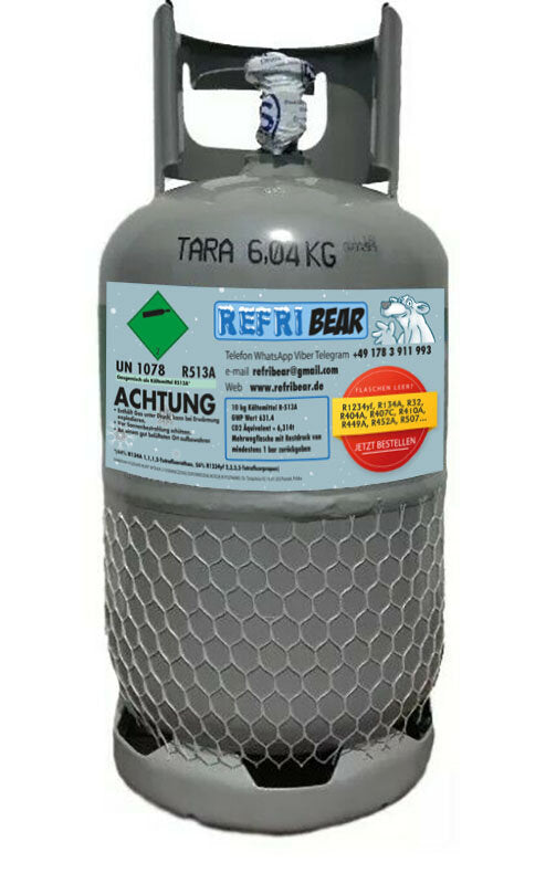 R513A 10kg in Eigentumsflasche Mehrweg Stahl